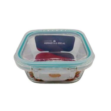 Imagem de Pote De Vidro Hermetico Quadrado 800 Ml