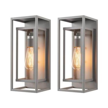 Imagem de Aplique de Pared Exterior Mirrea 35x14cm Impermeable Gris Mate Paquete