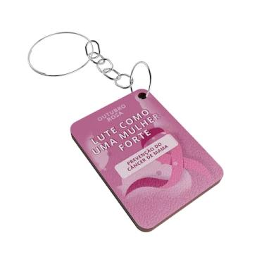 Imagem de Kit50 Chaveiros MDF Outubro Rosa Coração Campanha de Prevenção - Delip