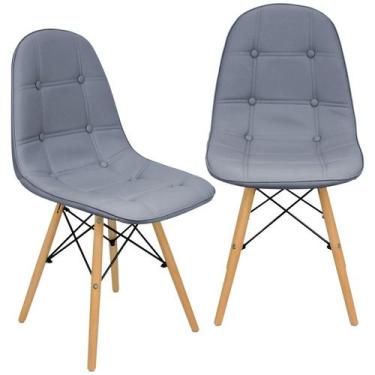 Imagem de Kit 2 Cadeiras Charles Eames Botonê Eiffel Wood Estofada Couro - Liant
