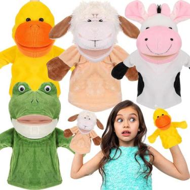 Imagem de Hand Puppet Round Funny Animal, 4 peças com boca de trabalho, 25 cm - 
