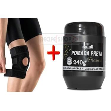 Imagem de Pomada Preta Pote 250g + Joelheira Neoprene Ajustavel Preta