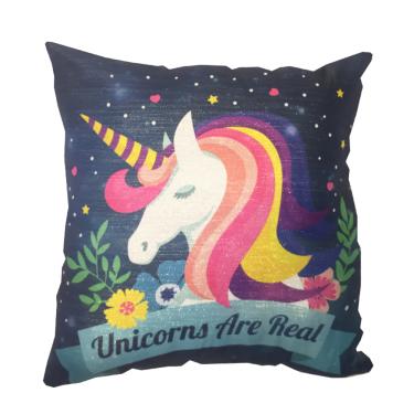 Imagem de Almofada Unicórnio Reais Azul Cheia Com Enchimento 43x43cm
