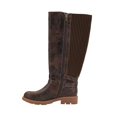 Imagem de Corkys Footwear Bota feminina de salto Hay Bale de 3,9 cm, com um laço de puxar, palmilhas acolchoadas para uso o dia todo, fivelas duplas ajustáveis no tornozelo e uma meia nas costas, Espresso