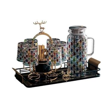 Imagem de Jarro Conjunto de água, xícara, chá, conjunto para casa, para sala estar, copo para beber, com porta-copos