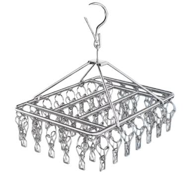 Imagem de varal 40 prendedores roupa bebe calcinha cueca dobrável inox