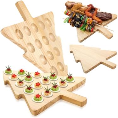 Imagem de Suclain Bandeja de ovos de madeira para árvore de Natal, 15 furos, bandeja de servir ovos de charcutaria, tábua de queijo e tábua de cortar para bancadas de cozinha, decoração de Natal para cozinha