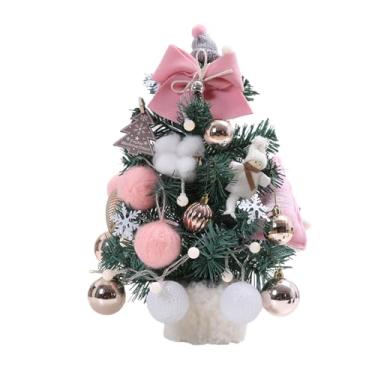 Imagem de Árvore de Natal pequena com luzes ajustáveis PVC árvore de Natal leve para decoração de casa 35 cm (rosado)