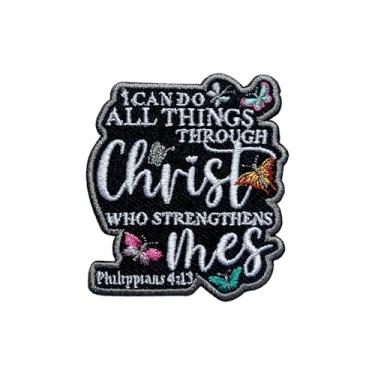 Imagem de ROISEPOSIE Patch I Can Do All Things Through Christ, 7,6 cm de ferro em/costurado em tecido bordado Bíblia Filipenses 4:13 adesivos para roupas, mochilas, chapéu, jeans, adesivos de bordado para