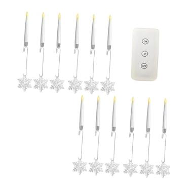 Imagem de Bothyi 12 velas de árvore de Natal, decoração de velas cônicas curtas de LED com controle remoto, castiçais de LED para casa, escritório, mesa, Floco de Neve