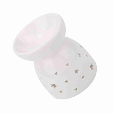 Imagem de Pssopp Queimador de óleo, Lâmpada de Aromaterapia Noturna de Cerâmica, Aparelho de Fusão de Cera para óleos Essenciais, Difusor Decorativo de Fragrâncias para Casa (Em forma de estrela)