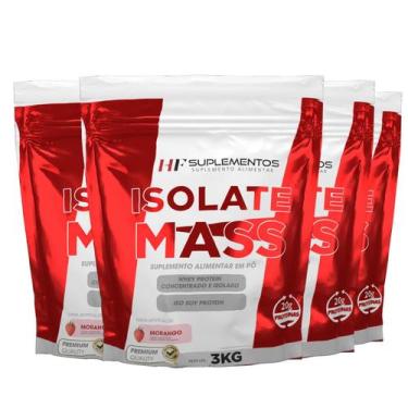 Imagem de 4x hipercalorico isolate mass 3kg morango hf suplementos