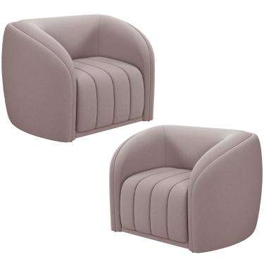 Imagem de Kit 02 Poltronas Decorativa Para Sala De Estar Lazio M03 Veludo Rosê - Lyam Decor