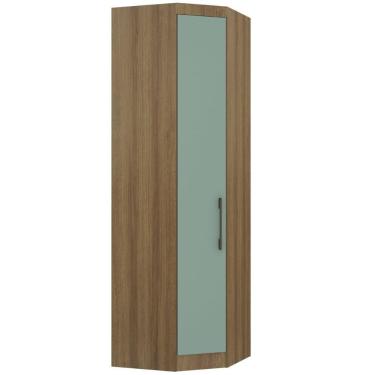 Imagem de Guarda Roupa De Canto Diagonal Modulado 70cm 1 Porta Paris Luciane Móveis Avelã Pf Com Verde Pf