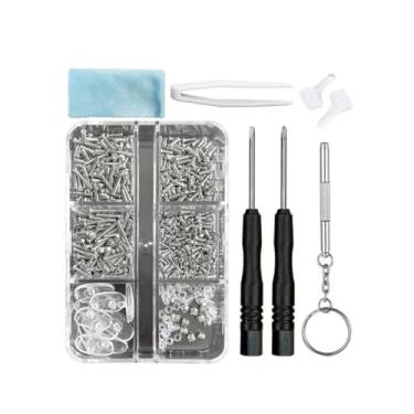 Imagem de Kit de reparo de óculos kit de reparo de óculos com parafusos, almofadas de nariz, chaves de fenda, pinças e pano de limpeza conjunto de chave de fenda de precisão para manutenção de óculos