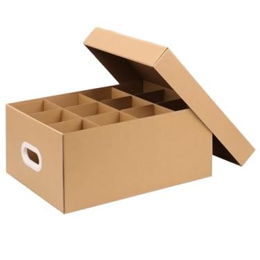 Imagem de DERZIFUN Pacote com 12 caixas de armazenamento de frascos de conservas, caixas de armazenamento de frascos de 946 ml com divisórias, organizador de frascos de vidro com alças