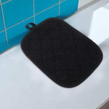 Imagem de Generic 1 porta-panelas estilo bolso tecido felpudo retangular almofada quente poliéster célula fechada espuma preta 19 x 23 cm