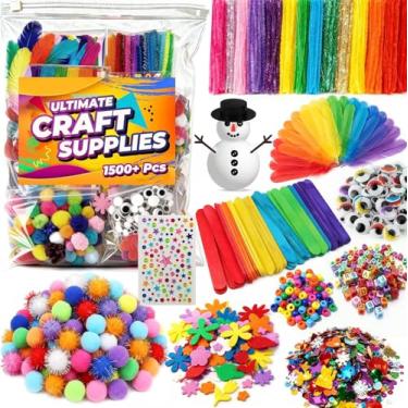 Imagem de A&R CO. Materiais de artes e artesanato para crianças com mais de 1500 peças - tudo em um DIY suprimentos de artesanato para crianças e crianças pequenas - Kit e materiais escolares de artesanato