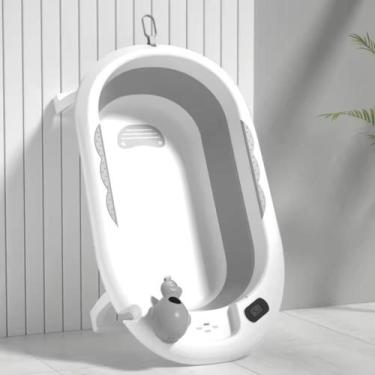 Imagem de Banheira Infantil Dobrável Bebê Com Termômetro Evita Queimaduras Origi