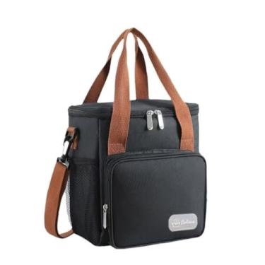 Imagem de Bolsa Térmica Marmita Isolante com Alça de Ombro e Mão Ideal para Trabalho Escola e Passeios (Preto)