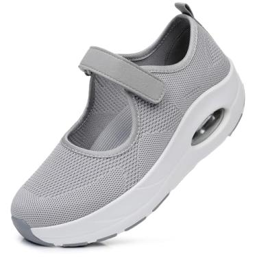 Imagem de Git-up Tênis feminino de caminhada com suporte de arco, confortável, antiderrapante, ortopédico, para mulheres, malha respirável, para fascite plantar, Cinza A, 36