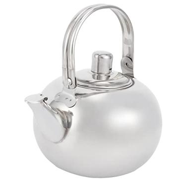 Imagem de Ymiko Chaleira de chá, Chaleira de chá de Aço Inoxidável Com Filtro de Aço Inoxidável Alimento Bule Bico Curto de para Fogão de Indução (Silver 14cm)