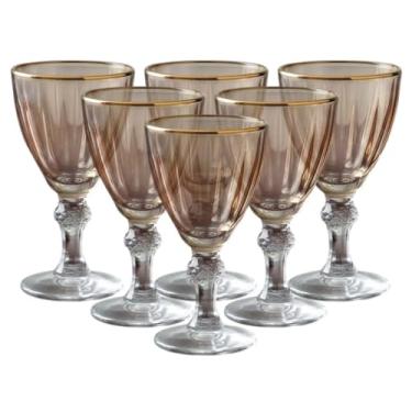 Imagem de Jogo com 6 Taças para Licor Dominic de Vidro Âmbar Borda Dourada 55ml