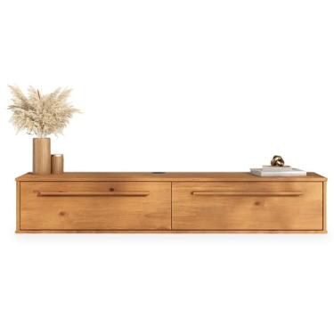 Imagem de IDIMEX Rack Suspenso Flutuante 145 cm Compacto Madeira TV 55 Freijó TECCA