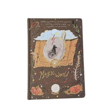 Imagem de Caderno Capa dura brochura Caderno retrô diário agenda criativa vintage europeia Magic World Amarelo Bruxo Magia