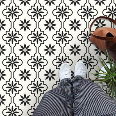 Imagem de MORCART 40 peças de azulejo de vinil de 20 x 20 cm, impermeável, piso DIY para banheiro, cozinha, lareira, casa de animais de estimação, escadas, quartos, parede FT1248