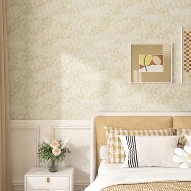 Imagem de Stickyart Papel de parede de veludo creme, autoadesivo, feltro, texturizado, bege, papel de parede, tecido de feltro, papel de parede para forro, armários, gavetas, paredes de quarto, 30,5 x 805,2 cm