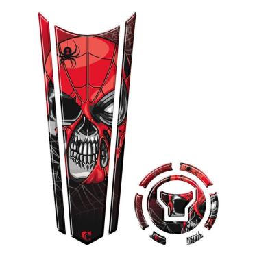 Imagem de Adesivo Faixa Gravata Tanque E Bocal Moto Resinado Spider-Man Vermelho