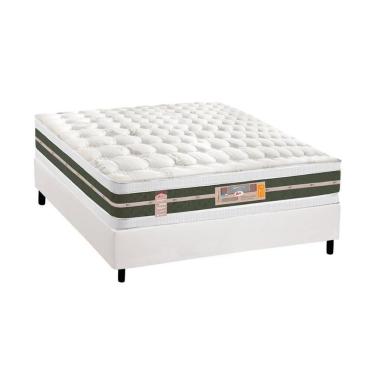 Imagem de Cama Box Casal: Colchão Molas Bonnel Castor Silver Star Air + Base Crc Courano White(138X188)
