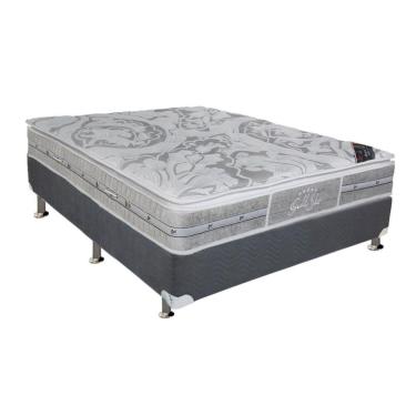 Imagem de Cama Box Casal: Colchão Molas Ensacadas Castor Pocket Super Luxo Látex Slx + Base Gray(138X188)