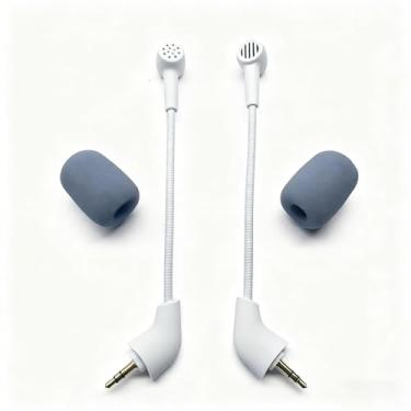 Imagem de HBFQMDJLX Microfone branco de substituição para fones de ouvido Hurricane II versão 2021, plug and play, microfone removível de 3,5 mm para comunicação de voz clara em jogos e streaming