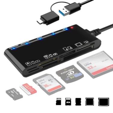 Imagem de Leitor de cartão múltiplo USB 3.0 de interface dupla, leitor de cartão de memória 7 em 2 para CF/XD/MS/SD/TF, OTG compatível com Windows/Mac/Linux