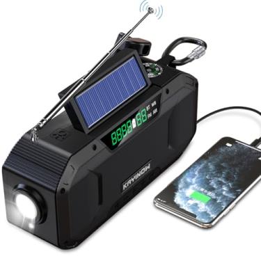Imagem de Rádio meteorológico com AM/FM/NOAA, Bluetooth, rádio de emergência com manivela, bateria de 5000 mAh, à prova d'água IPX5, portátil e resistente a choques, lanterna e SOS para emergências de