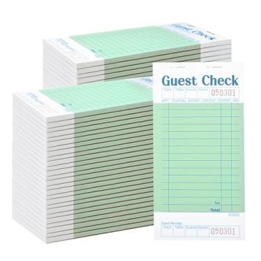 Imagem de Budgenix Guest Checks Bloco de notas para servidor pacote com 64 3200 pedidos, blocos de verificação de convidados verdes com recibo inferior, bloco de notas de garçonete para negócios de restaurante