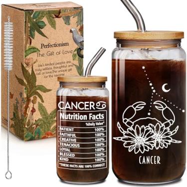 Imagem de Enanaimg Câncer Zodiac Beer 473 ml Lata Copo de Vidro Presente para Junho Julho Aniversário Mulheres Meninas Amigas Irmã, Câncer Constelação Sinal Estrela Beber Jar para 12 Amantes de Astrologia com
