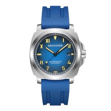 Imagem de SEAKOSS Relógio automático 40 mm Seagull ST1612 Movimento 10 ATM Relógio de mergulho masculino com calendário safira luminoso relógio mecânico, Azul