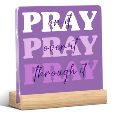 Imagem de Decoração roxa de escritório em casa, decoração cristã, presentes roxos para mulheres, decorações de versículo religioso da Bíblia para escritório em casa, sala de oração, prateleira de mesa