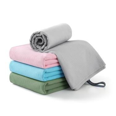 Imagem de REDKISS Toalha de praia de microfibra – Pacote com 4 toalhas grandes de secagem rápida sem areia, toalha de banho de praia de microfibra com toalhas compactas e absorventes para praia, piscina