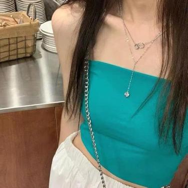 Imagem de Colar feminino com pingente de coração de camada dupla, estilo hip-hop, joia artística e versátil