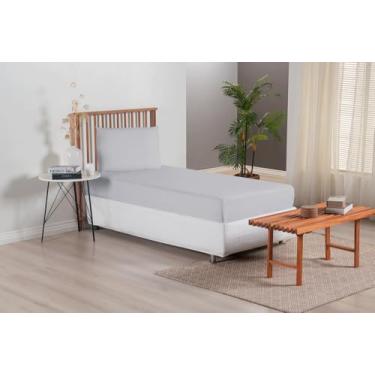 Imagem de Jogo de Lençol Solteiro, 2 Peças, Micropercal 300 Fios, 100% Poliéster, com Elástico e Ponto Palito, 188x88x30cm, Inclui Fronha (Cinza)