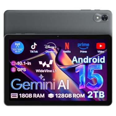 Imagem de OYEFIT Tablet Android 15 de 10,1 polegadas, 18 (6 + 12) GB + 128 GB + 2 TB expansíveis 2025 tablets com velocidade de 2,0 GHz, 1280 x 800 HD IPS, rádio FM, 5000 mAh, WiFi6, GPS, Bluetooth, presente de
