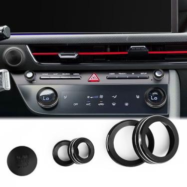 Imagem de Para acessórios Hyundai Sonata 2024-2025, conjunto de acabamento de capa de botão de liga de alumínio 5 peças - A/C, volume e início de pressão - DvlynAuroa (preto)