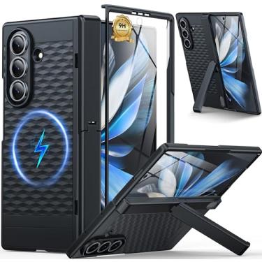 Imagem de BUSCBEAR Capa magnética para Samsung Galaxy Z Fold 7, [protetor de tela embutido] [proteção de dobradiça] [suporte] [compatível com MagSafe] capa protetora de corpo inteiro para Galaxy Z Fold 7 preta