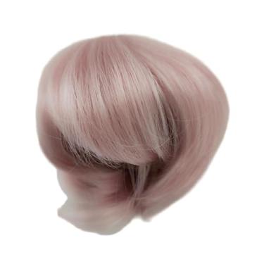 Imagem de Peruca de boneca 1/6 bjd sd cabelo curto cinza rosa fibra de alta temperatura estilo cauda de lobo antigo conjunto de cabelo em branco