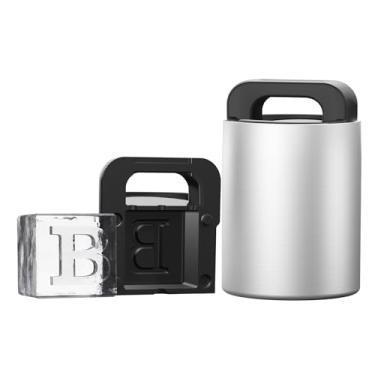 Imagem de Máquina de cubos de gelo transparente com monograma letra B, molde de cubos de gelo grandes de 5 cm para uísque e coquetéis, bandeja de silicone para cubos de gelo com iniciais grandes, presentes