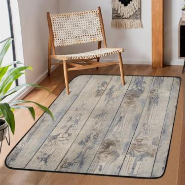 Imagem de Tapete de área para sala de estar, lavável à máquina, estampa de madeira, à beira-mar, antiderrapante, tapete macio, para sala de estar, quarto, sala de jantar, berçário, cozinha, decoração de casa